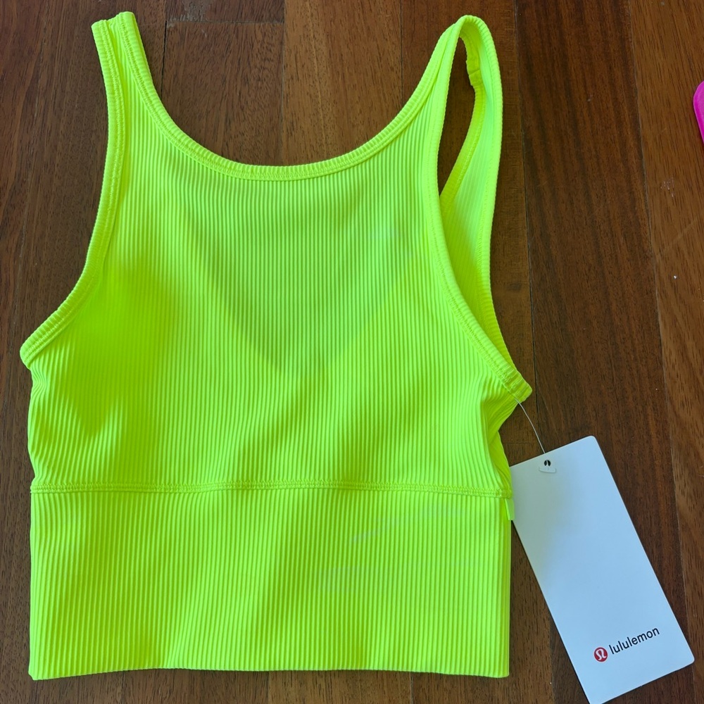Lululemon NWT Neon Yellow Ribbed Tank Top- size 2